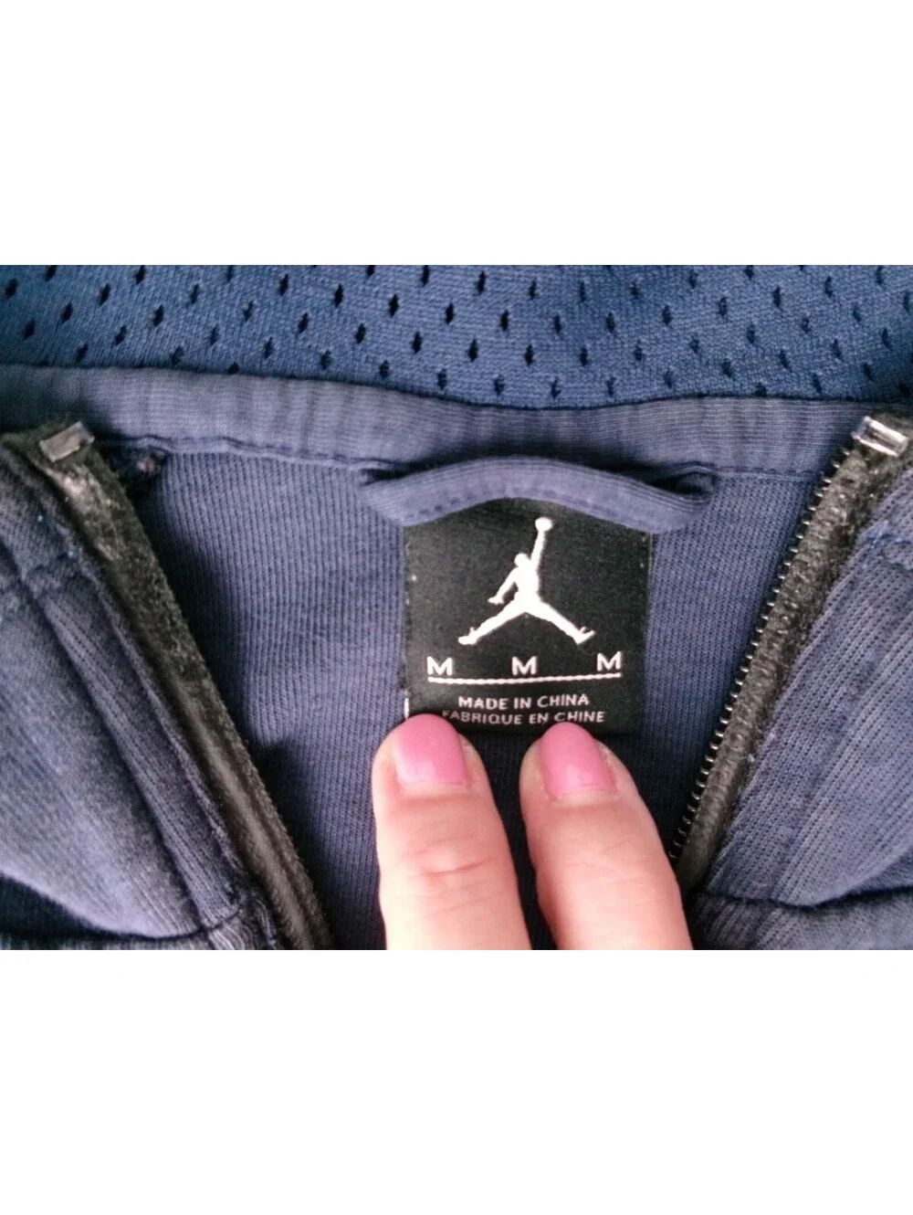 Air Jordan Lite Fleece Full Zip Hoodie Men's M Blue Zip Pocket Jacket